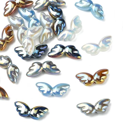 Stiesy 20 Stück galvanisierte Engelsflügel-Acrylperlen, Glitzer-Imitationsperle, lose Bastelperlen, Großpackung für Handyband, DIY-Schmuckherstellung, Zubehör Stiesy 20 Stück galvanisierte Engelsflügel-Acrylperlen, Glitzer-Imitationsperle, lose Bastelperlen, Großpackung für Handyband, DIY-Schmuckherstellung, Zubehör von Stiesy