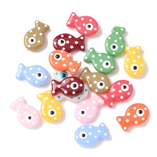 Stiesy 30 Stück Fischperlen mit Punktmuster, gemischte Farben, Emaille, Lampwork-Glas, Bastelperlen, Großpackung für Strand-Thema, DIY, Ohrringe, Armband, Halsketten-Set Stiesy 30 Stück Fischperlen mit Punktmuster, gemischte Farben, Emaille, Lampwork-Glas, Bastelperlen, Großpackung für Strand-Thema, DIY, Ohrringe, Armband, Halsketten-Set von Stiesy