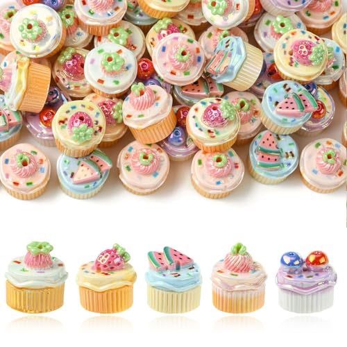 Stiesy 30 Stück Kunststoff-Perlen aus Kunstharz, 3D-Perlen, Obst-Cupcake-Mini-Dessert-Abstandshalter, lose Perlen, Puppenhaus-Miniaturen, Dekoration für Kawaii-Schmuck, Basteln, Geschenk, Dekoration Stiesy 30 Stück Kunststoff-Perlen aus Kunstharz, 3D-Perlen, Obst-Cupcake-Mini-Dessert-Abstandshalter, lose Perlen, Puppenhaus-Miniaturen, Dekoration für Kawaii-Schmuck, Basteln, Geschenk, Dekoration von Stiesy
