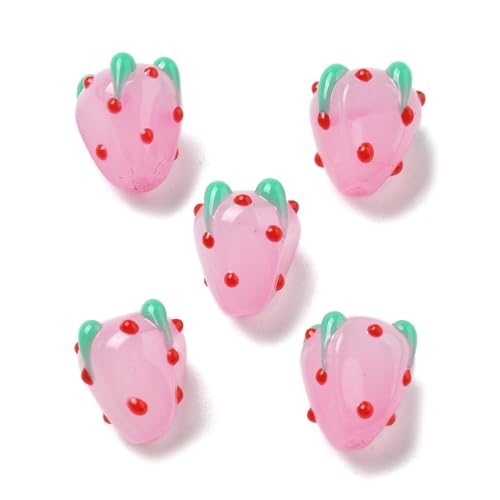 Stiesy 3D-Erdbeerperlen, 30 Stück, rosafarbene Emaille, Lampwork, Obstperlen, Abstandshalter für Kawaii-Schmuckherstellung, DIY-Schlüsselanhänger Stiesy 3D-Erdbeerperlen, 30 Stück, rosafarbene Emaille, Lampwork, Obstperlen, Abstandshalter für Kawaii-Schmuckherstellung, DIY-Schlüsselanhänger von Stiesy