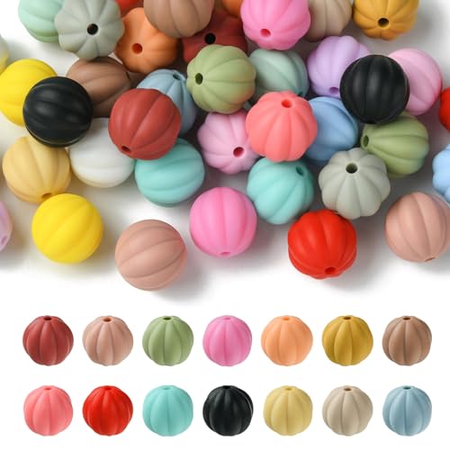 Stiesy 42 bunte Kürbis-Silikonperlen, 14 mm Kugel, Silikon-Abstandshalter, Bastelperlen, Großpackung für Bastelarbeiten, Armbänder, Halsketten, Schmuckherstellung Stiesy 42 bunte Kürbis-Silikonperlen, 14 mm Kugel, Silikon-Abstandshalter, Bastelperlen, Großpackung für Bastelarbeiten, Armbänder, Halsketten, Schmuckherstellung von Stiesy