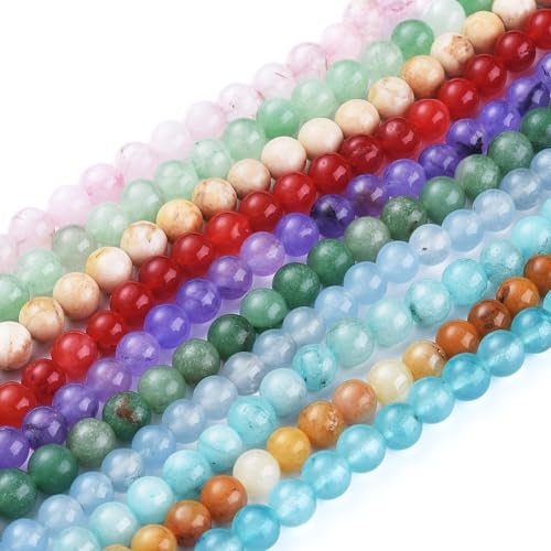 Stiesy 450 Stück gemischte natürliche Edelsteinperlen, 8 mm, runde Steinperlen, Rosenquarz, Topas, Jade, gefärbt, weiß, Jade, grüner Jaspis, Kristallperlen, Stränge für Schmuckherstellung, DIY, Stiesy 450 Stück gemischte natürliche Edelsteinperlen, 8 mm, runde Steinperlen, Rosenquarz, Topas, Jade, gefärbt, weiß, Jade, grüner Jaspis, Kristallperlen, Stränge für Schmuckherstellung, DIY, von Stiesy