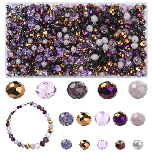 Stiesy Facettierte Glas-Rondelle-Perlen, 4 mm, 6 mm, 8 mm, Violett, für Halsketten, Armbänder, Ohrringe, Bastelarbeiten und Heimdekorationen, 1000 Stück/Box Stiesy Facettierte Glas-Rondelle-Perlen, 4 mm, 6 mm, 8 mm, Violett, für Halsketten, Armbänder, Ohrringe, Bastelarbeiten und Heimdekorationen, 1000 Stück/Box von Stiesy