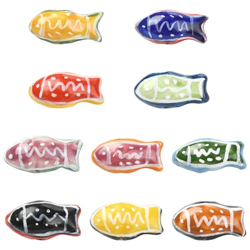 Stiesy Famille Rosen-Porzellan-Perlen, Antik-Stil, Fisch-Keramik-Abstandshalter für chinesische Knoten, Makramee, Schmuckherstellung, 10 Stück Stiesy Famille Rosen-Porzellan-Perlen, Antik-Stil, Fisch-Keramik-Abstandshalter für chinesische Knoten, Makramee, Schmuckherstellung, 10 Stück von Stiesy