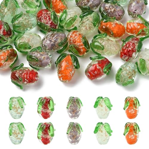 Stiesy Glasperlen, 3D-Ananas-Glasperlen, Abstandhalter, 5 Farben, Obst mit Goldfolie, Bastelperlen, Großpackung für DIY-Schmuckherstellung, Schlüsselanhänger-Zubehör, 30 Stück Stiesy Glasperlen, 3D-Ananas-Glasperlen, Abstandhalter, 5 Farben, Obst mit Goldfolie, Bastelperlen, Großpackung für DIY-Schmuckherstellung, Schlüsselanhänger-Zubehör, 30 Stück von Stiesy