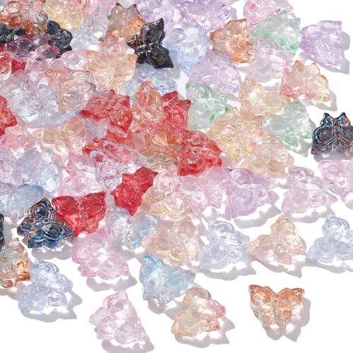 Stiesy Glasperlen in verschiedenen Farben, transparent, Schmetterling, handgefertigt, Lampwork-Perlen, niedliche Tier-Abstandshalter, Perlen für DIY-Schmuckherstellung, Basteln, 100 Stück Stiesy Glasperlen in verschiedenen Farben, transparent, Schmetterling, handgefertigt, Lampwork-Perlen, niedliche Tier-Abstandshalter, Perlen für DIY-Schmuckherstellung, Basteln, 100 Stück von Stiesy
