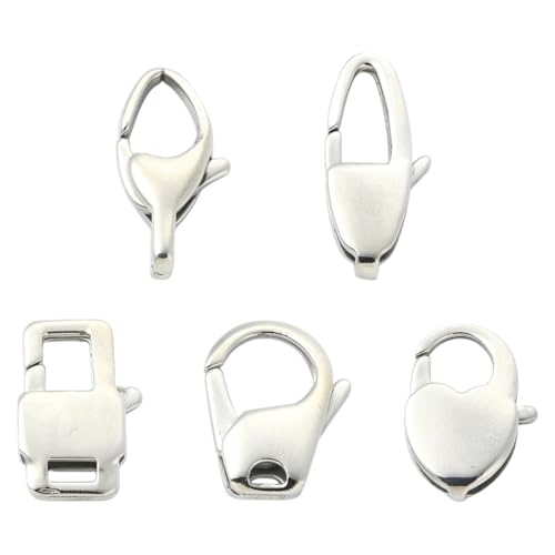 Stiesy Karabinerverschlüsse aus 304 Edelstahl, 5 Stile, Verlängerung, Schmuckverschluss, für selbstgemachte Halsketten, Armbänder, Basteln, 10 Stück Stiesy Karabinerverschlüsse aus 304 Edelstahl, 5 Stile, Verlängerung, Schmuckverschluss, für selbstgemachte Halsketten, Armbänder, Basteln, 10 Stück von Stiesy