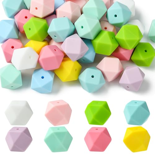 Stiesy Sechseckige Silikonperlen, 17 mm, Macaron-Farbe, sechseckig, Abstandshalter, Silikonperlen, für Damen, Armband, Halskette, Schlüsselanhänger, Schmuckherstellung, 50 Stück Stiesy Sechseckige Silikonperlen, 17 mm, Macaron-Farbe, sechseckig, Abstandshalter, Silikonperlen, für Damen, Armband, Halskette, Schlüsselanhänger, Schmuckherstellung, 50 Stück von Stiesy