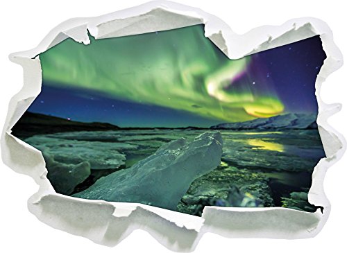 Auroral über Gletscher Jokulsarlon Island, Papier 3D-Wandsticker Format: 92x67 cm Wanddekoration 3D-Wandaufkleber Wandtattoo von Stil.Zeit