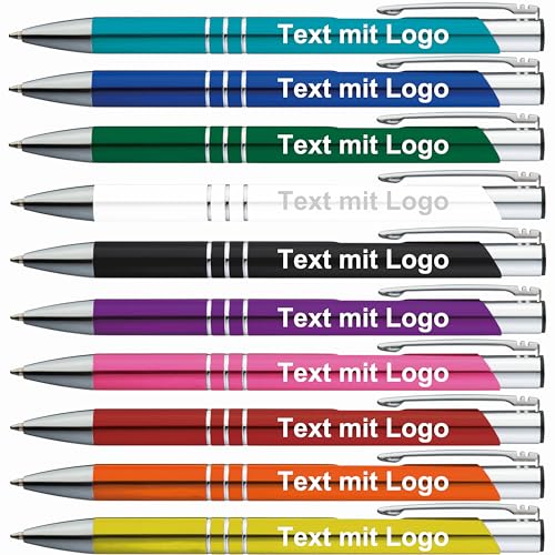 StillRich® hochwertiges Metall Kugelschreiber Set mit Gravur | 10 Stück | Farbe schwarz | inkl. Gravur mit Logo und Text | lustige Sprüche für das Büro, Hochzeit oder als Werbeartikel von StillRich