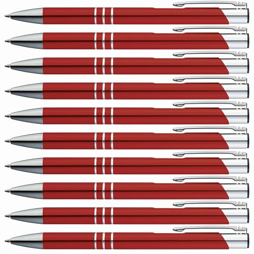 StillRich® hochwertiges Metall Kugelschreiber Set | 100 Stück | Farbe rot | einfaches & weiches Schreiben | blauschreibender Kugelschreiber in verschiedenen Farben für Büro, Schule und Haushalt von StillRich