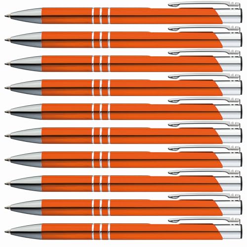 StillRich® hochwertiges Metall Kugelschreiber Set | 1 Stück | Farbe orange | einfaches & weiches Schreiben | blauschreibender Kugelschreiber in verschiedenen Farben für Büro, Schule und Haushalt von StillRich