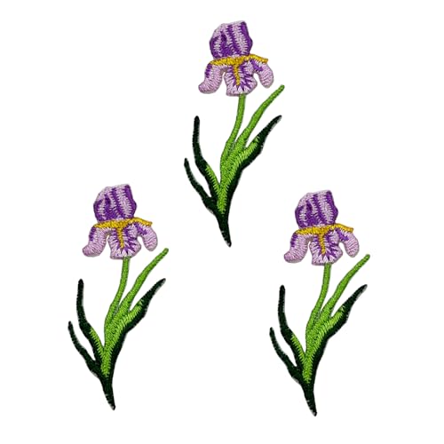 3 Stück Irische Blumen bestickte Bügelbilder von Stitch-Witch