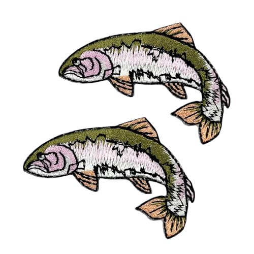 5,3 cm Tiefseefisch-Shirt, DIY, Regenbogenforelle, bestickt, zum Aufbügeln von Stitch-Witch