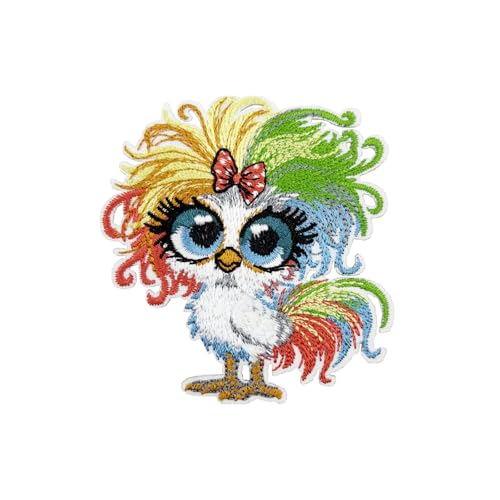 7,6 cm lustiger Crazy Chicken bestickter Aufnäher zum Aufbügeln von Stitch-Witch