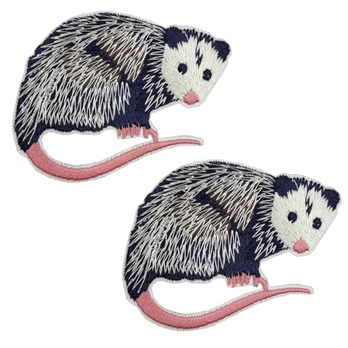 8,9 cm 2 Stück Possum Opossum bestickte Aufnäher zum Aufbügeln von Stitch-Witch