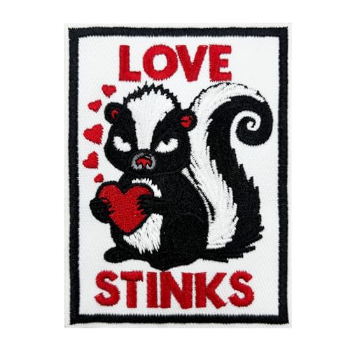 8,9 cm lustiger Meme Love Stinks, lustiger Meme-Aufnäher, Valentinstag-Stink-Aufnäher mit Herzen, bestickt zum Aufbügeln von Stitch-Witch