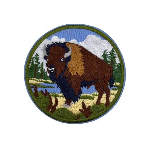 Bestickter Aufnäher zum Aufbügeln, Motiv: American Bison Buffalo, 8,9 cm von Stitch-Witch