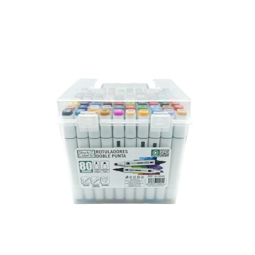 Stock Líder Set mit Dual-Marker – 80 Filzstifte mit Doppelspitze, professionelle Filzstifte, Box – Für den Einsatz in Design, Rendering, Comics, DIY-Projekten. (80) von Stock Líder