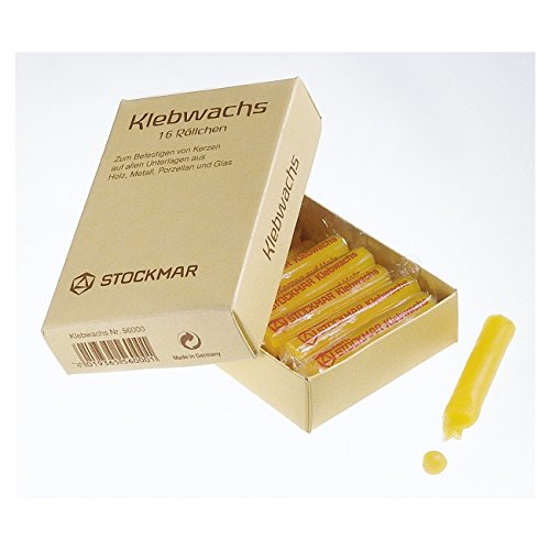 Stockmar 56000 Klebwachs zum Befestigen von Kerzen, gelb, 16-teilig (1 Set) von Stockmar