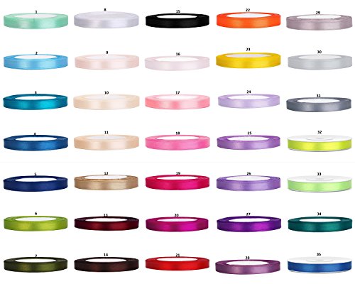 Satinband 25 Meter x 6mm in 31 Farben / Satin Stoff Rolle / Hochzeit Dekoband Geschenkband Party Nähen Basteln Autoschleife (33. Pastel Grün) von Stoff-Kollektion