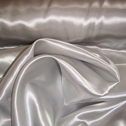 Stoff-Kollektion - Satin Stoff Meterware aus Polyester - Polyestersatin Glänzend & Doppelseitig 150cm breit – Ideal zum Nähen von Kostümen, für Bekleidung, als Dekostoff etc. - Silber von Stoff-Kollektion