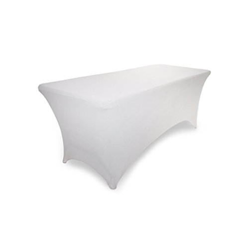 Stoff-Kollektion - Stretch Tischhusse für eckige Tische – Elastische Tischüberzüge aus Polyester & Stretch mit Gummifußtaschen – Perfekt für Hochzeit, Event & Gastronomie - 180 x 80 cm Weiß von Stoff-Kollektion