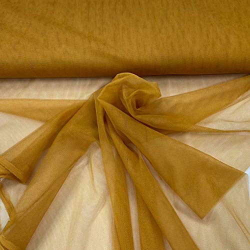 Stoff-Kollektion - Tüll Stoff Meterware aus Polyester - Tüllstoff Glänzend & Doppelseitig 150cm breit – Ideal zum Nähen von Kostümen, für Bekleidung, als Dekostoff etc. - Gold von Stoff-Kollektion