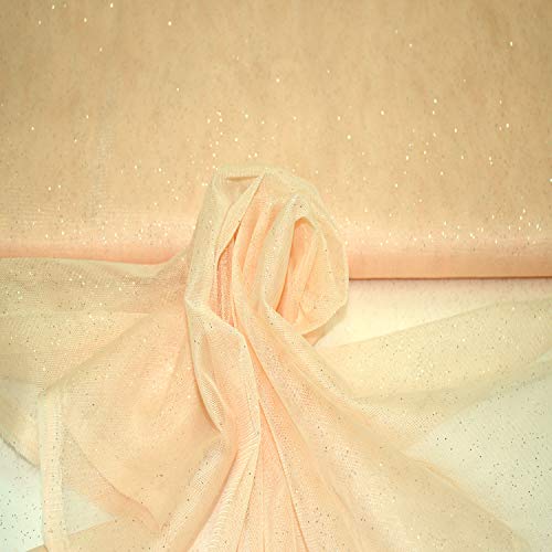 Stoff-Kollektion - Tüll Stoff mit Glitzerpigmenten Meterware aus Polyester - Tüllstoff Glänzend & Doppelseitig 150cm – Ideal zum Nähen von Kostümen, für Tütü, als Dekostoff etc. - Apricot von Stoff-Kollektion