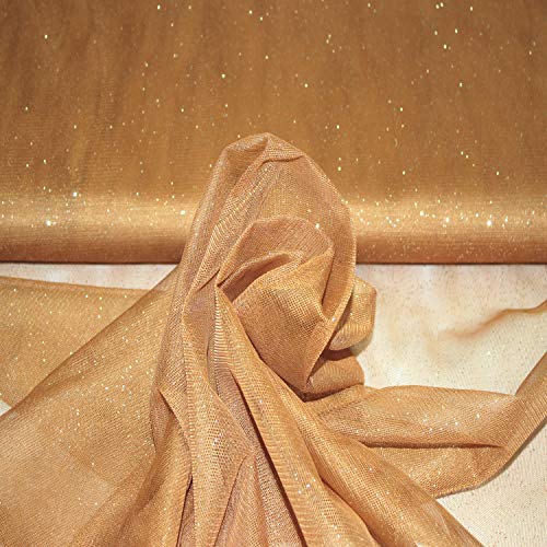 Stoff-Kollektion - Tüll Stoff mit Glitzerpigmenten Meterware aus Polyester - Tüllstoff Glänzend & Doppelseitig 150cm – Ideal zum Nähen von Kostümen, für Tütü, als Dekostoff etc. - Nussbraun von Stoff-Kollektion