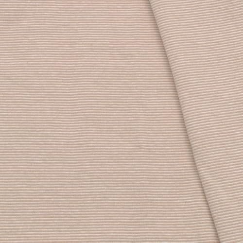 STOFFKONTOR Baumwoll Bündchenstoff Stoff Ringel Mini glatt - Schlauchware - Meterware, Farbe Beige-Weiss - Öko-Tex Standard 100 - zum Nähen von Sweatshirts, Kleidern, UVM. von Stoff Kontor