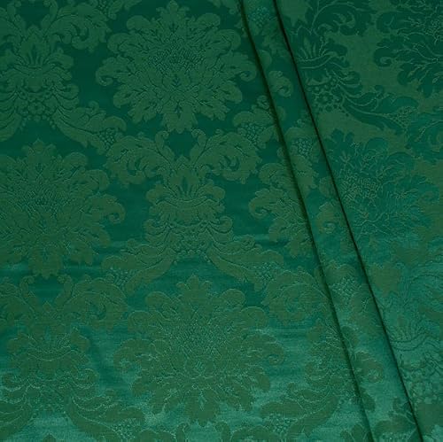 STOFFKONTOR Dekostoff Jacquard Damast Stoff Floral Barock - Meterware, Farbe Dunkel-Grün - zum Nähen von Kissenbezügen, Tischdecken, Deko, Gardinen, Bekleidung UVM. von Stoff Kontor