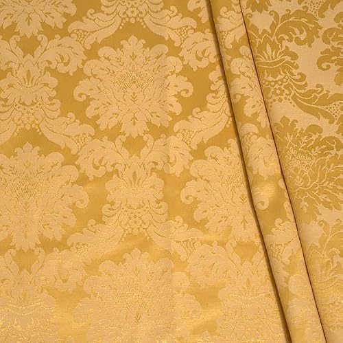 STOFFKONTOR Dekostoff Jacquard Damast Stoff Floral Barock - Meterware, Farbe Gold-Gelb - zum Nähen von Kissenbezügen, Tischdecken, Deko, Gardinen, Bekleidung uvm. von Stoff Kontor