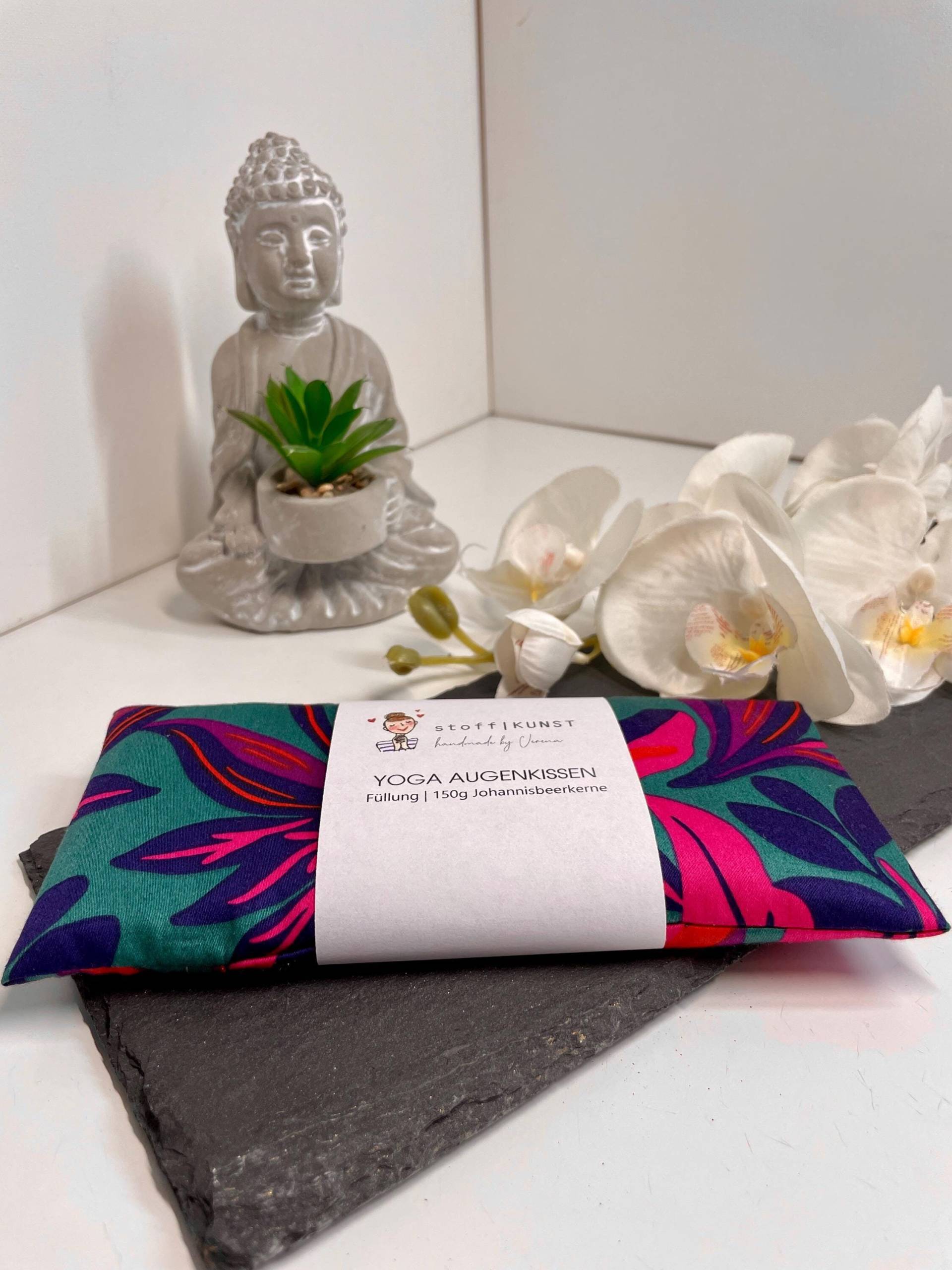 Augenkissen Yoga Blumen/Johannisbeerkerne/Yogakissen/Meditationskissen/Körnerkissen/Entspannung Geschenk/Gewichtete Augenmaske/Satin von StoffKUNSTDesign