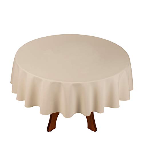 StoffTex Tischdecke I Tischläufer I Tischtuch I Tischwäsche I Dauerhaft Kratzfest I Tischdekoration aus Polyester für Wohnzimmer, Esszimmer, Balkon, Garten (Beige, 100cm Rund) von StoffTex