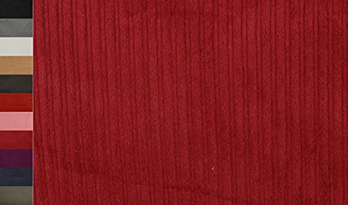 STOFFBOOK STRETCH BAUMWOLLE BREIT GERIPPTER CORD STOFF 5MM BREITCORD STOFFE, E300 (Rot) von Stoffbook