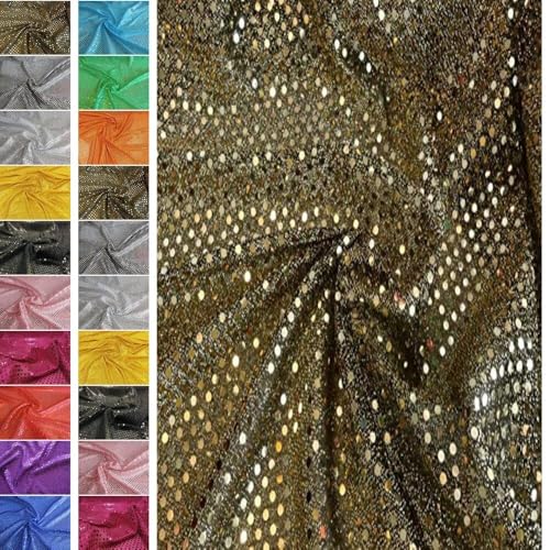 StoffBook GOLD STRETCH GLITZERSTOFF PAILLETTENSTOFF KLEINE TUPFEN DIY STOFF KLEID PARTY, B419 von Stoffbook