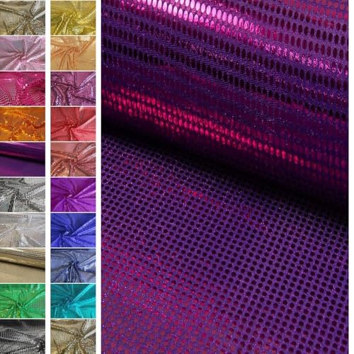 StoffBook LILA/PINK STRETCH GLITZERSTOFF PAILLETTENSTOFF GROßE TUPFEN DIY STOFF KLEID PARTY, D526 von Stoffbook