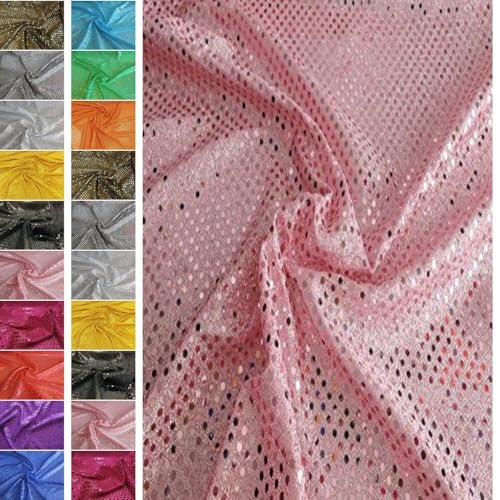 StoffBook ROSA STRETCH GLITZERSTOFF PAILLETTENSTOFF KLEINE TUPFEN DIY STOFF KLEID PARTY, B420 von Stoffbook