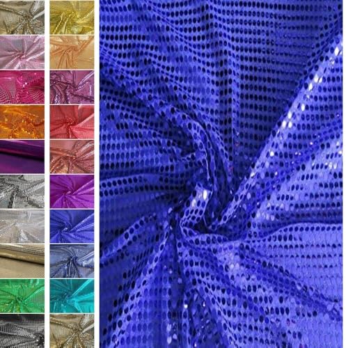 StoffBook ROYALBLAU STRETCH GLITZERSTOFF PAILLETTENSTOFF GROßE TUPFEN DIY STOFF KLEID PARTY, B435 von Stoffbook