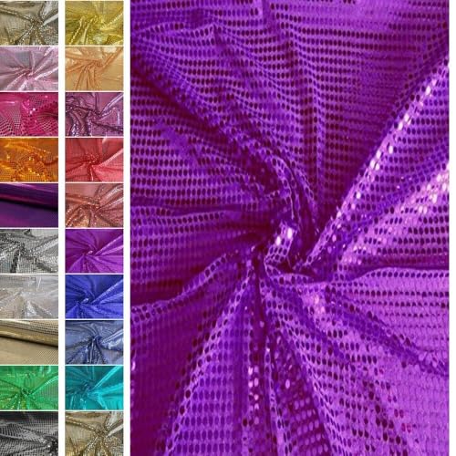 StoffBook VIOLETT STRETCH GLITZERSTOFF PAILLETTENSTOFF GROßE TUPFEN DIY STOFF KLEID PARTY, B429 von Stoffbook