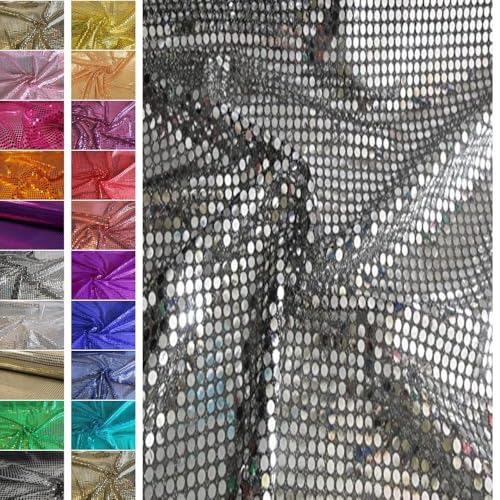 Stoffbook Silber/SCHWARZ Stretch GLITZERSTOFF PAILLETTENSTOFF GROßE TUPFEN DIY Stoff Kleid Party, B427 von Stoffbook