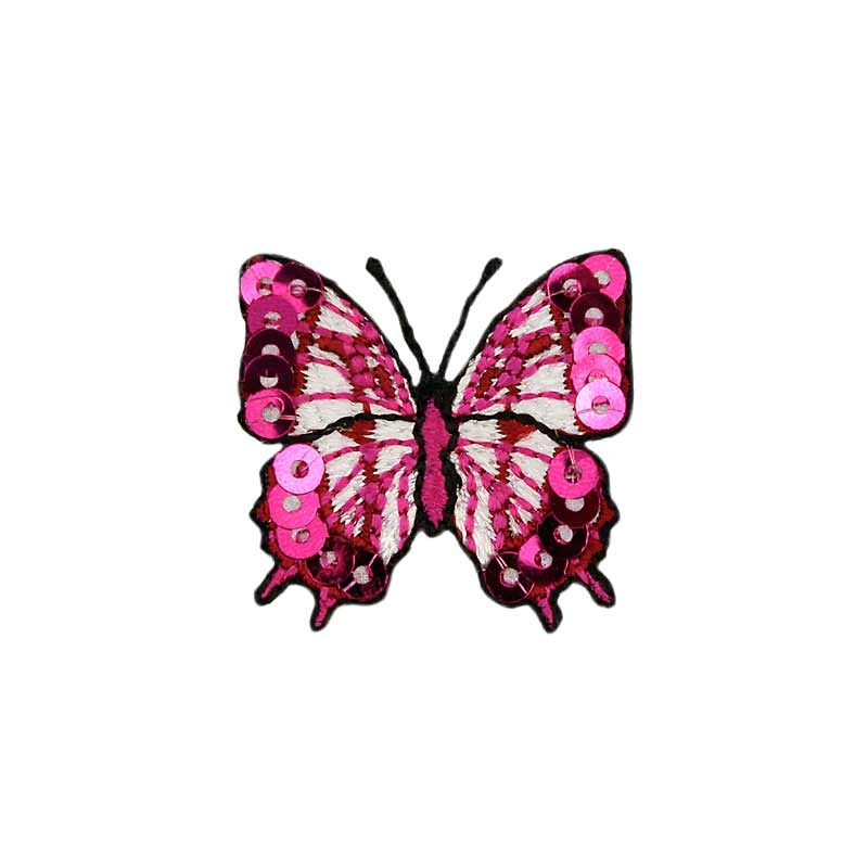 Applikation Kleiner Schmetterling mit Pailetten, pink von Stoffe Hemmers