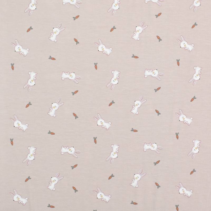 Bambus Jersey Little Bunny, beige von Stoffe Hemmers