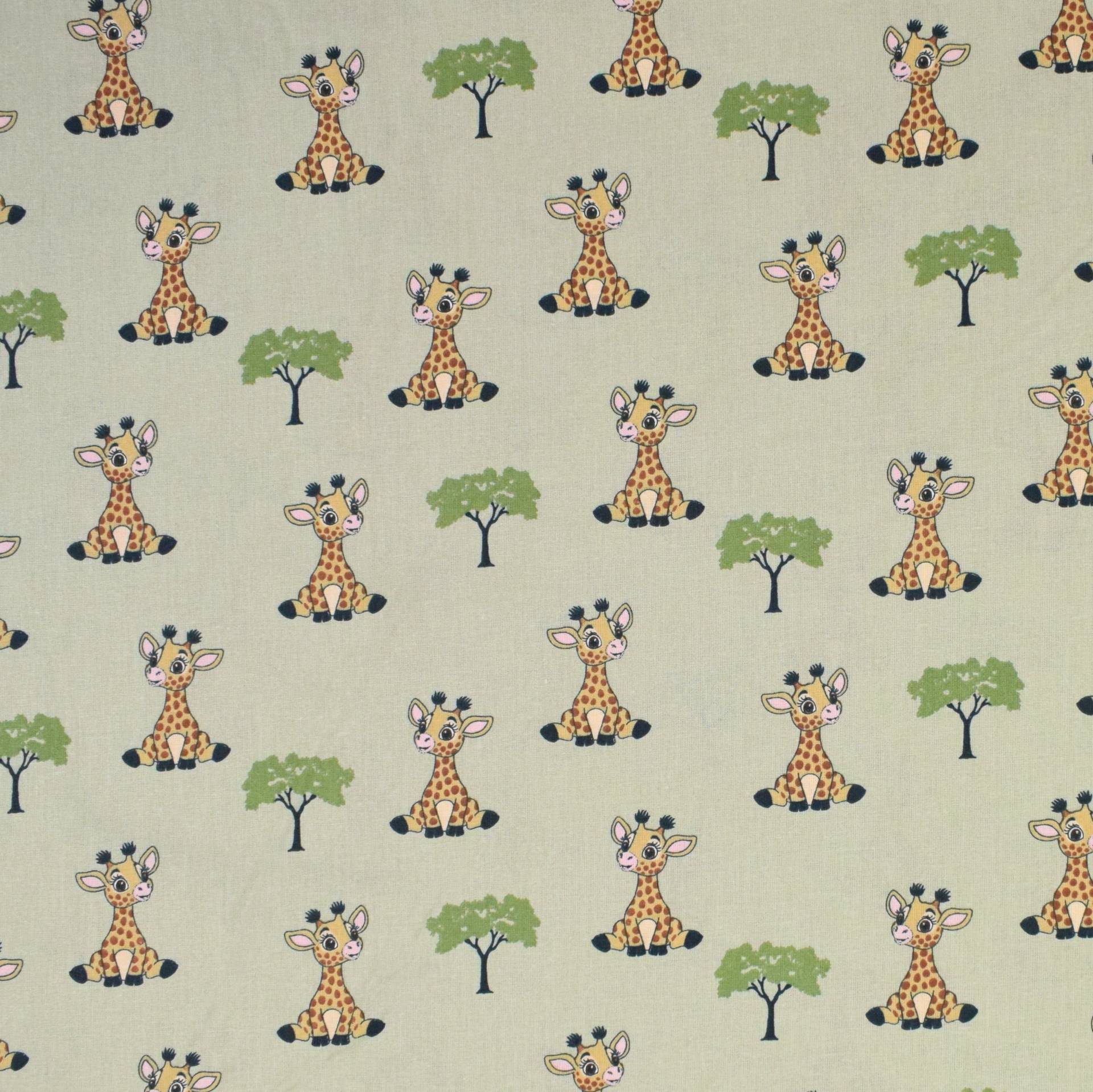 Baumwoll Cretonne Giraffe, blassgrün Baumwoll Cretonne Giraffe, blassgrün von Stoffe Hemmers