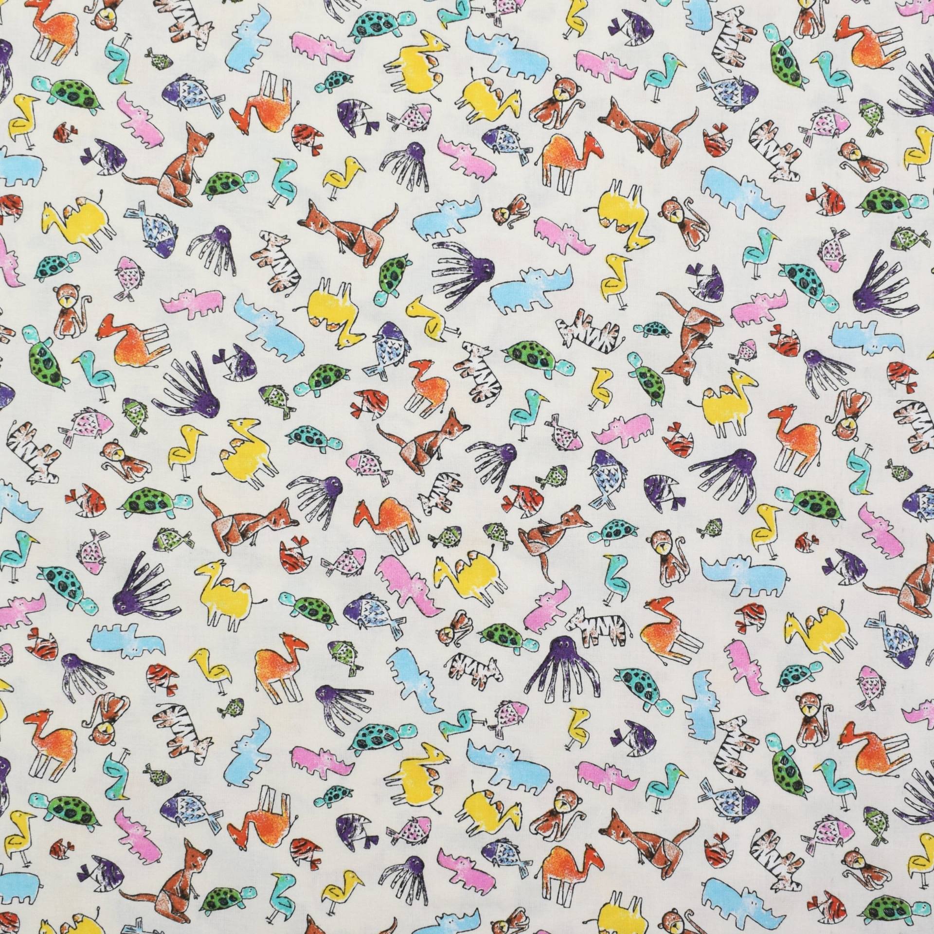 Baumwoll Cretonne Little Animals, creme Baumwoll Cretonne Little Animals, creme von Stoffe Hemmers
