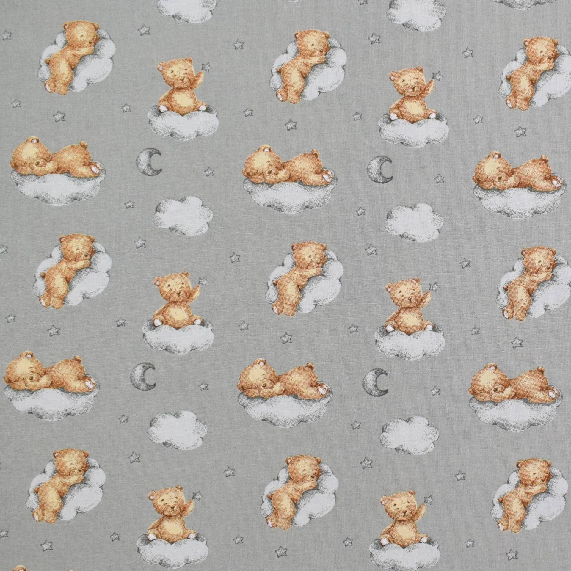 Baumwoll Cretonne Sleeping Teddy, grau Baumwoll Cretonne Sleeping Teddy, grau von Stoffe Hemmers