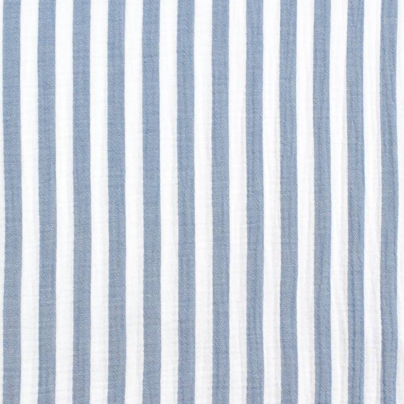 Baumwoll Musselin Stripes, blau von Stoffe Hemmers