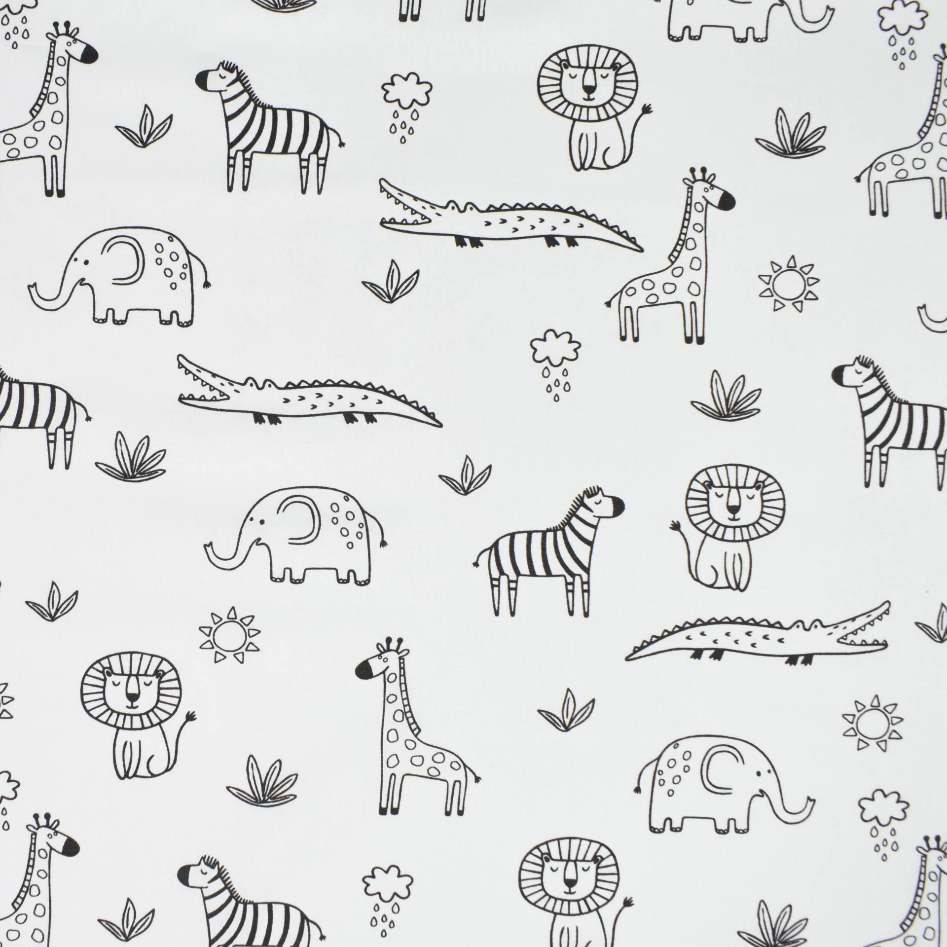Baumwoll Popeline Cartoon Animals, weiß Baumwoll Popeline Cartoon Animals, weiß von Stoffe Hemmers