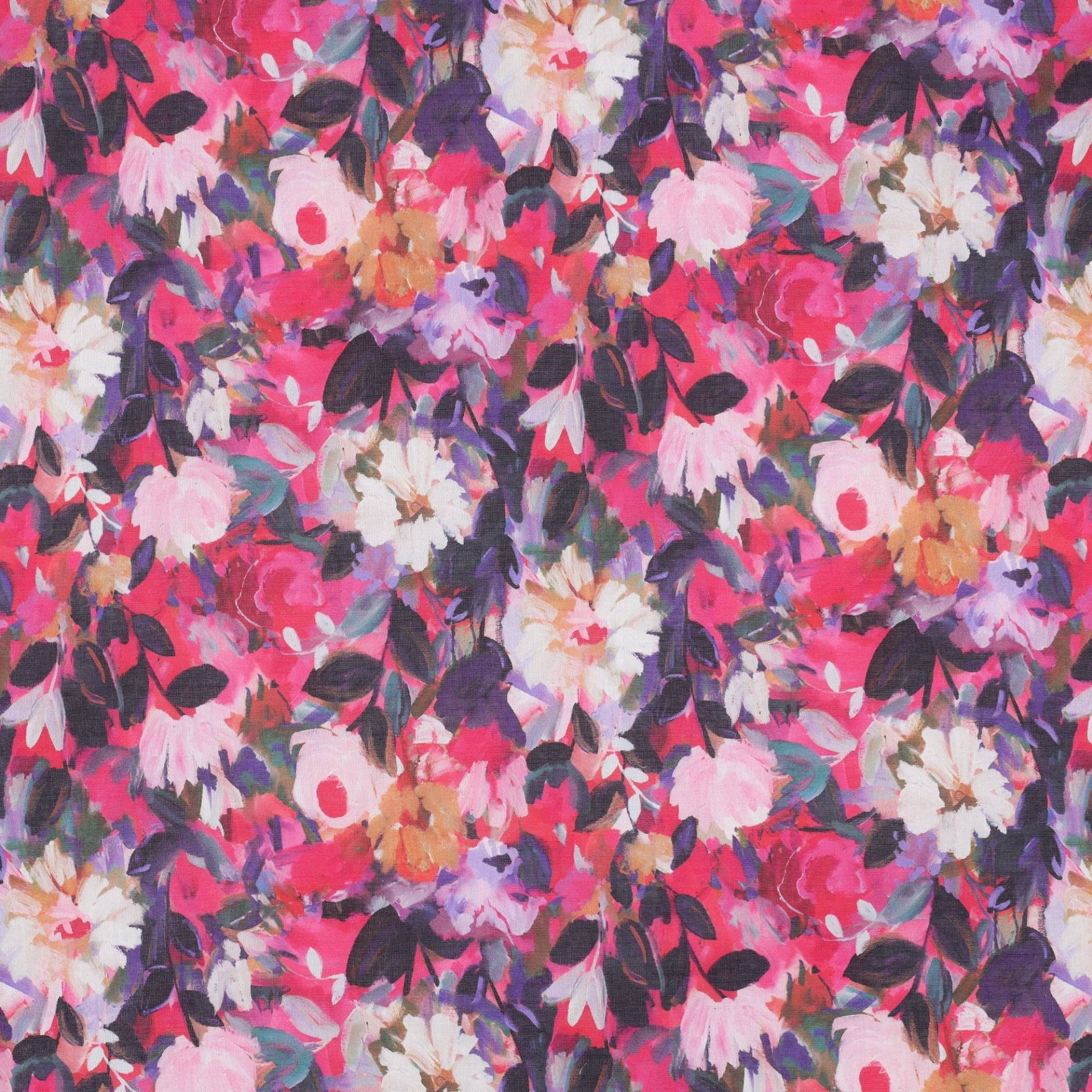 Baumwoll Voile Blumen, pink Baumwoll Voile Blumen, pink von Stoffe Hemmers